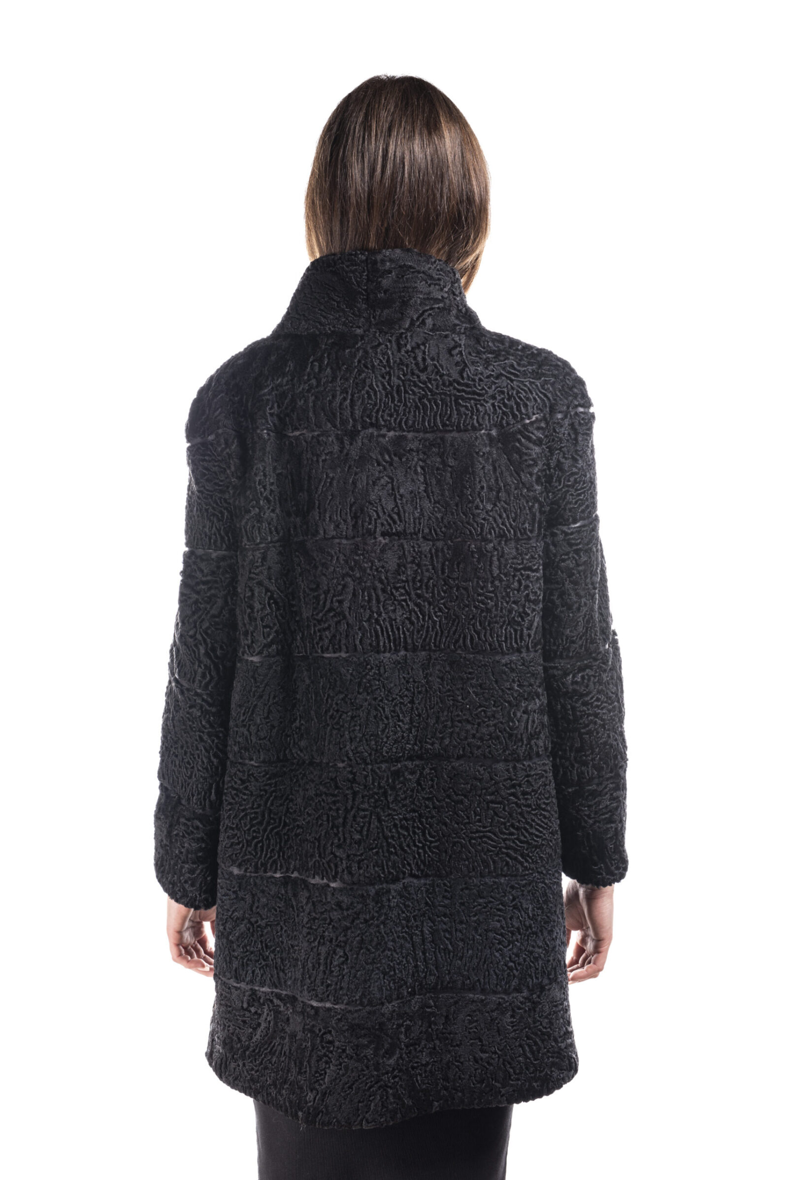 Cappottino persiano black con filetti pelle - immagine 3