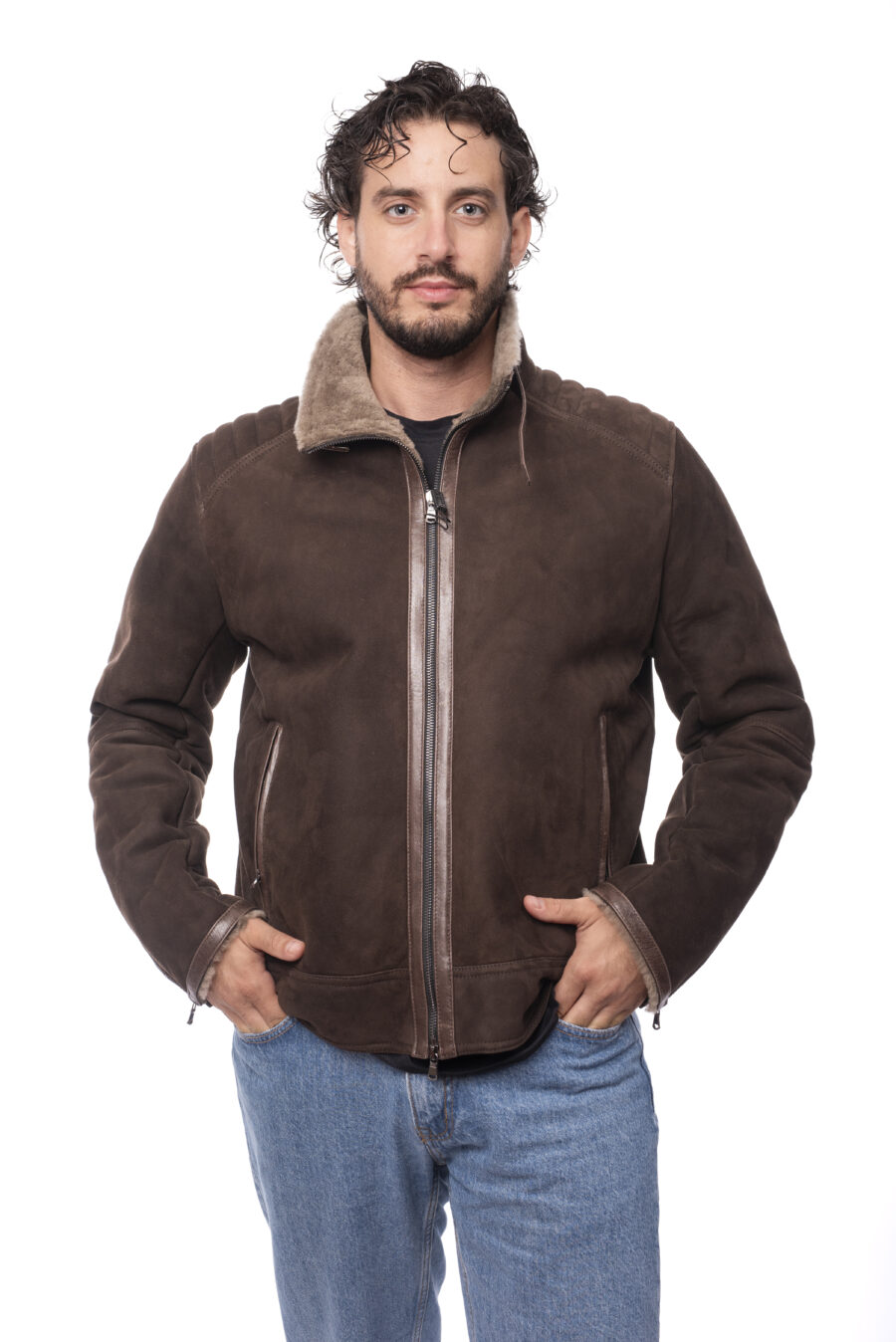 Giacca Shearling Bordini in Pelle